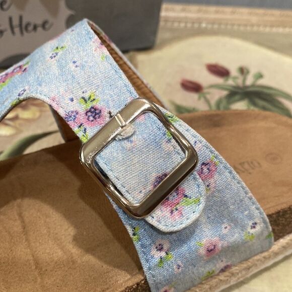 Olivia Miller T-Strap Floral Slide Sandals Sz 8 - Picture 12 of 16